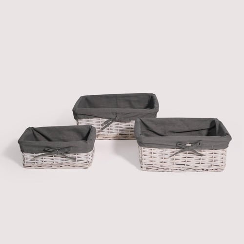 طقم سلات 3 قطع مستطيل ابيض