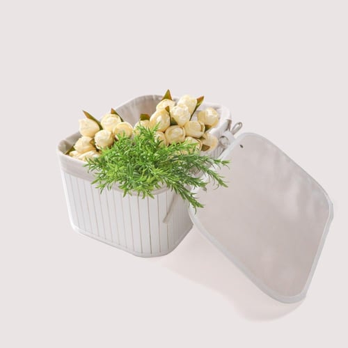 طقم سلات 3 بغطاء قطع كبير ابيض