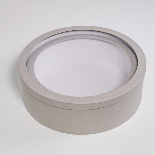 علب دائرية شفافة رمادي