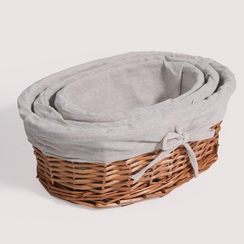 طقم سلات 3 قطع بيضاوي خشبي