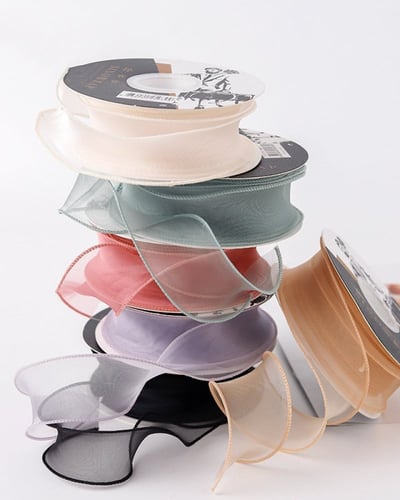 شرائط اورجنزا عريضة وردي فاتح (10 متر )