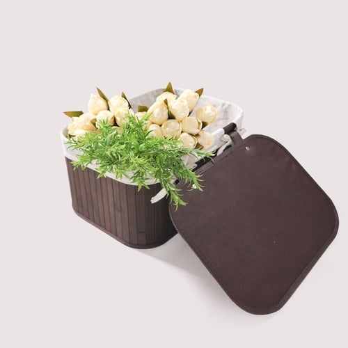 طقم سلات 3 بغطاء قطع كبير بني