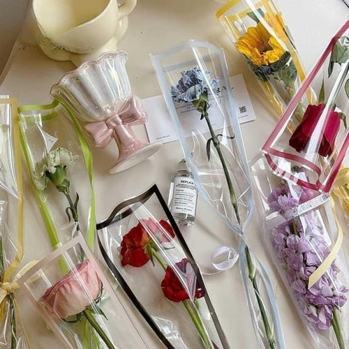 بلاستيك تغليف للورد المفرد اصفر (50حبة)