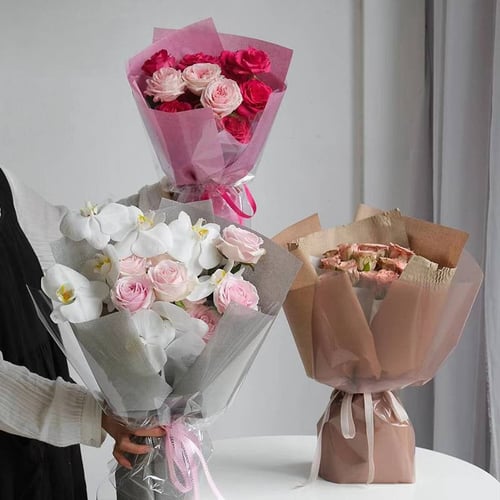 ورق تغليف قماش وردي ( 15 ورقة )