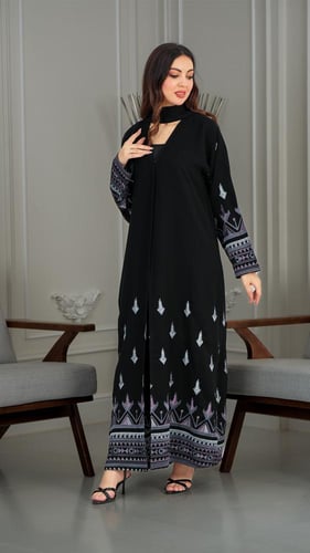 عباية سيراميك كلوش اكمام مطرزه الوان