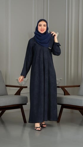 عباية شك هندي بلون كحلي وتطريز اسود قصه عاديه