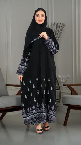 عباية سيراميك كلوش اكمام مطرزه الوان