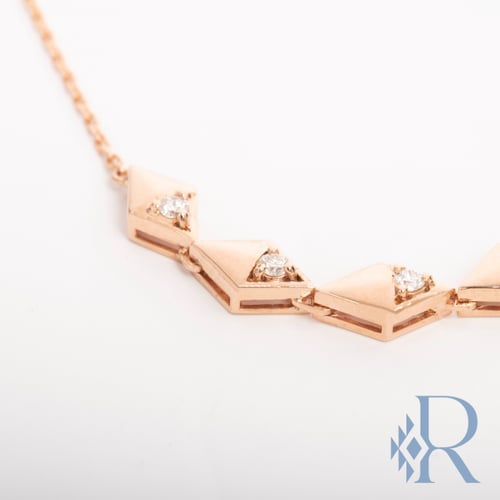 RND:06 Rose Gold necklace with diamonds - سلسال رو...