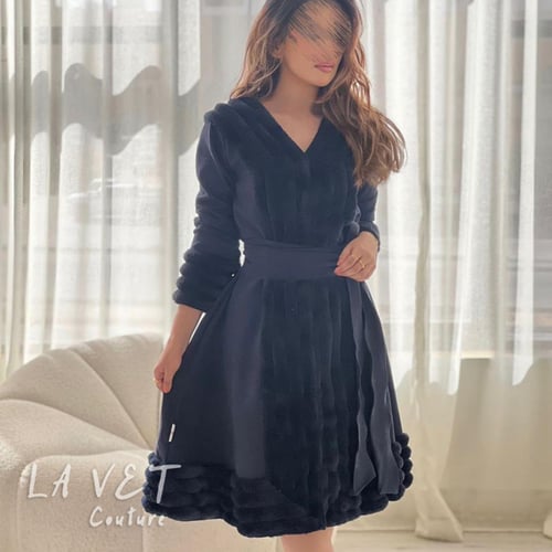 فستان كحلي شتوي