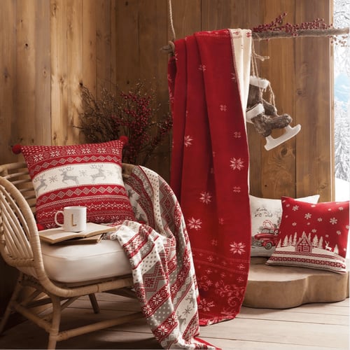 8030 بطانية شتوية أنيقة بوجهين ( أحمر وأبيض )