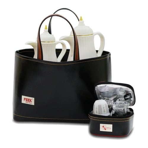 سلة وذفة أسود مع حافظة