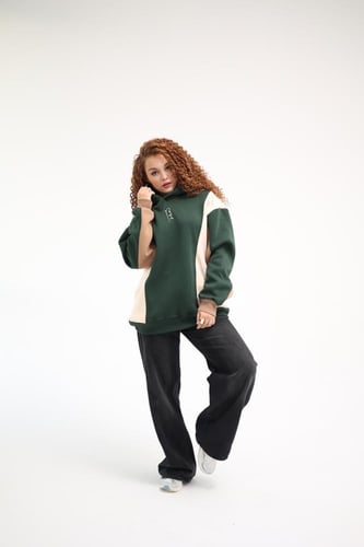 Green hoodie oversized - unisex