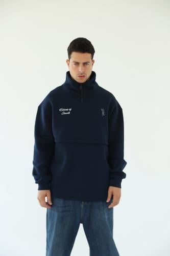 Dark blue sweater oversized - unisex