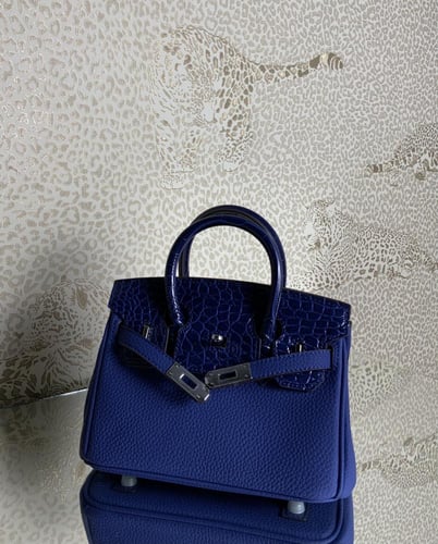 ميني بيركن أزرق كروك قفل فضي