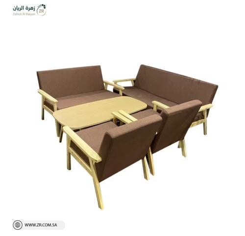 طقم جلسة من الخشب والاسفنج(متوفر لون بني فقط )