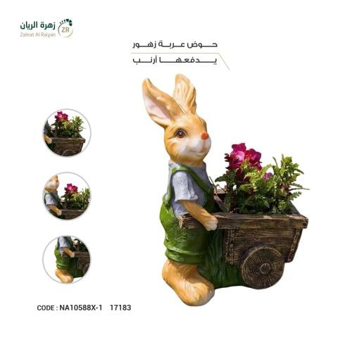 حوض عربة زهور يدفعها ارنب