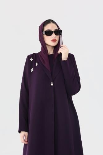 L150- عباية كريب موف كرستالات