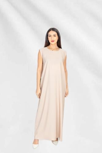 فستان داخلي تحت العباية قماش كريب لون بيج
