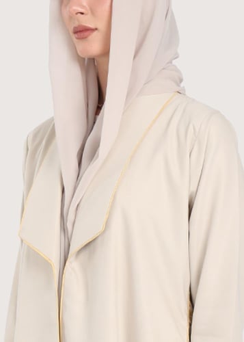 L237 -عباية بيج-زهر أصفر