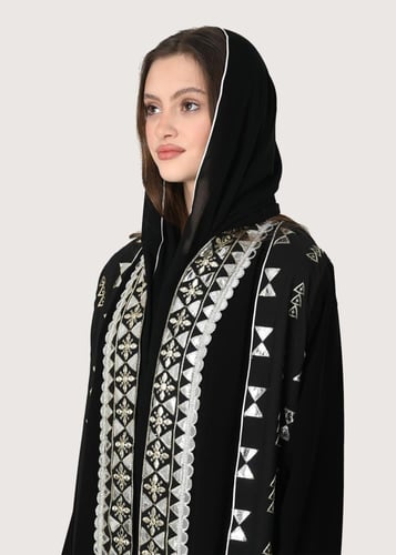 L200- عباية كريب و لنن فضي ذهبي