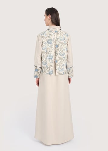 L238 -عباية بيج-زهر أزرق