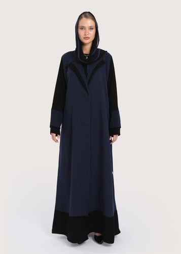 L219 - عباية كريب أسود وكحلي