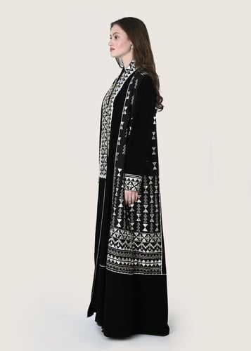 L200- عباية كريب و لنن فضي ذهبي