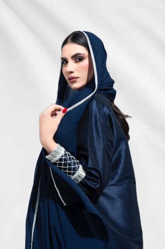 L05-عبايه تفتا كحلي تطريز