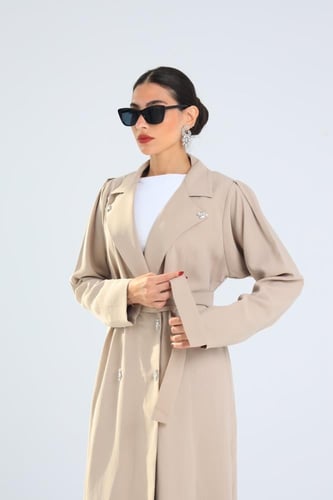 L151- عباية كريب بيج كرستالات