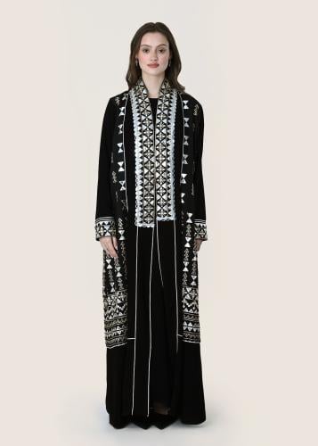 L200- عباية كريب و لنن فضي ذهبي