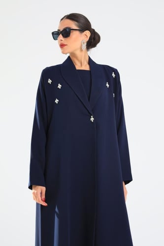 L149-عباية كريب كحلي كرستالات