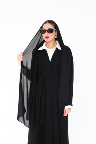 L156- عباية كريب رسمية أسود