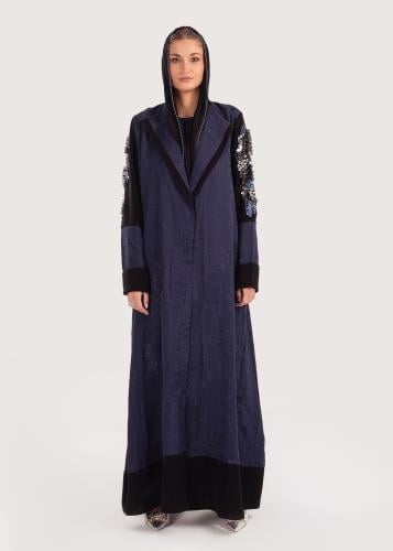 L184- عباية جاكار مع كريب تطريز