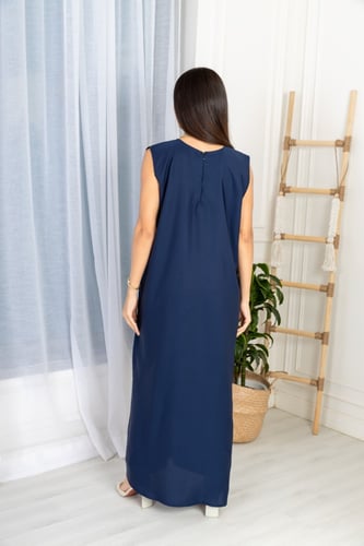 فستان داخلي تحت العباية قماش كريب لون كحلي