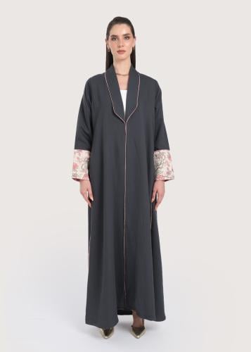 L239 -عباية رمادي-زهر بنك