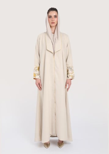 L237 -عباية بيج-زهر أصفر