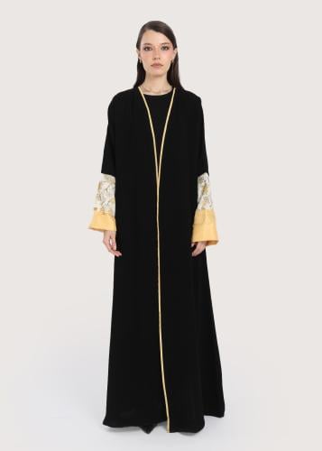 L242 -عباية كريب-زهر اصفر