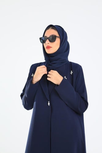 L149-عباية كريب كحلي كرستالات