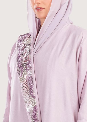 L174- عباية لنن موف تطريز