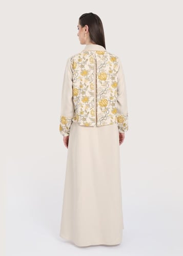 L237 -عباية بيج-زهر أصفر