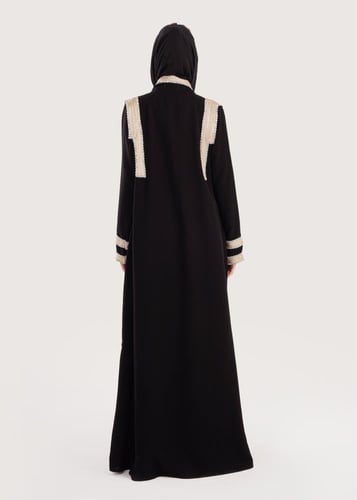 L170-عباية كريب قصب ذهبي