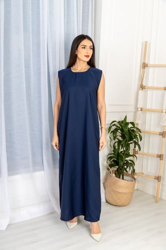 فستان داخلي تحت العباية قماش كريب لون كحلي