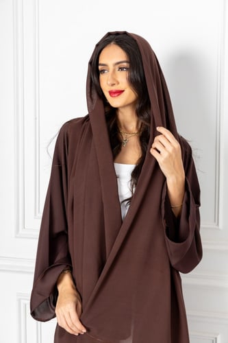 L074 - عباية كريب بني - كلوش .