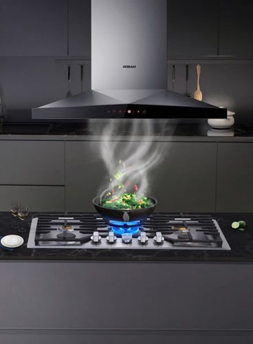 شفاط روبام هرمي 90 سم واجهة زجاج A829