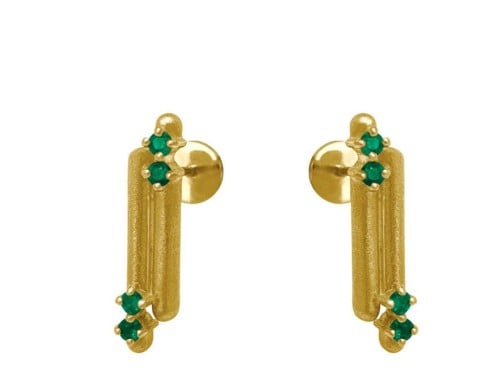 حلق من مجموعة بريلينس باحجار الزمرد الاخضر الطبيعي