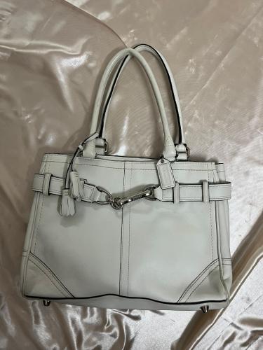 Coach White Leather Tote Bag