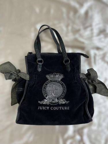 Juicy Couture Black Velour Tote Bag
