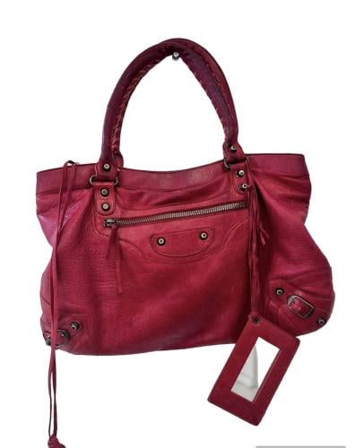 Balenciaga Red Leather large city bag