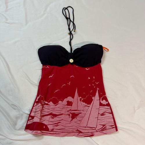 Colcci Red & Black Sailboat Print Halter Top - Size M