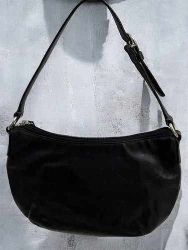 Coach Mini Black Kristin Leather Shoulder Bag Silv...
